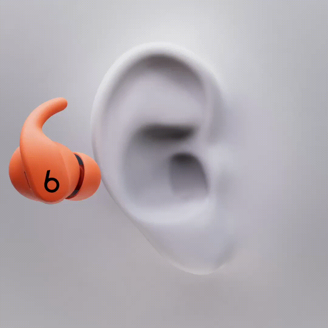 Animation of Powerbeats Fit being inserted in an ear to secure the proper fit