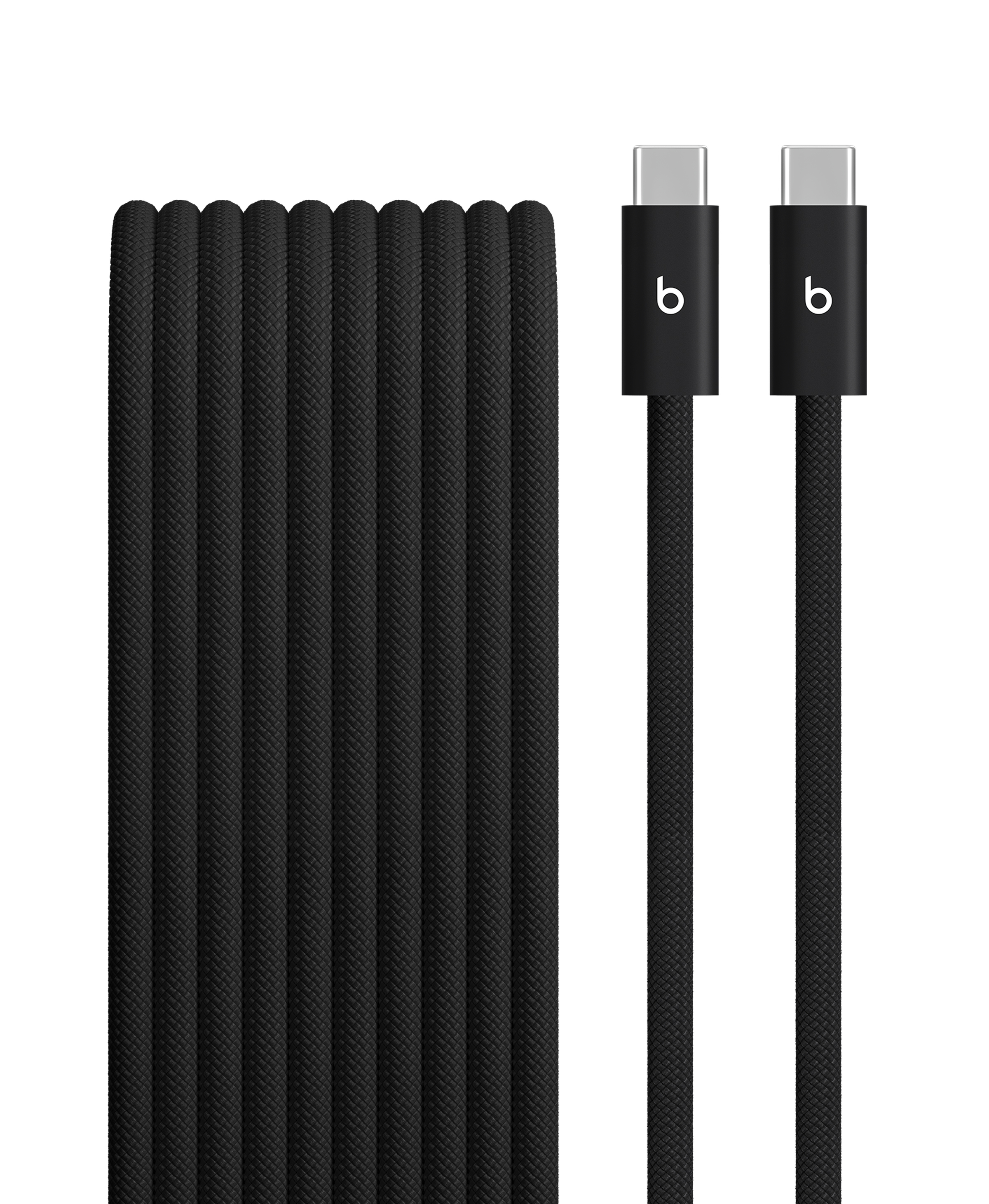 Close-up of Beats USB-C to USB-C 240W Woven Cable in Bolt Black