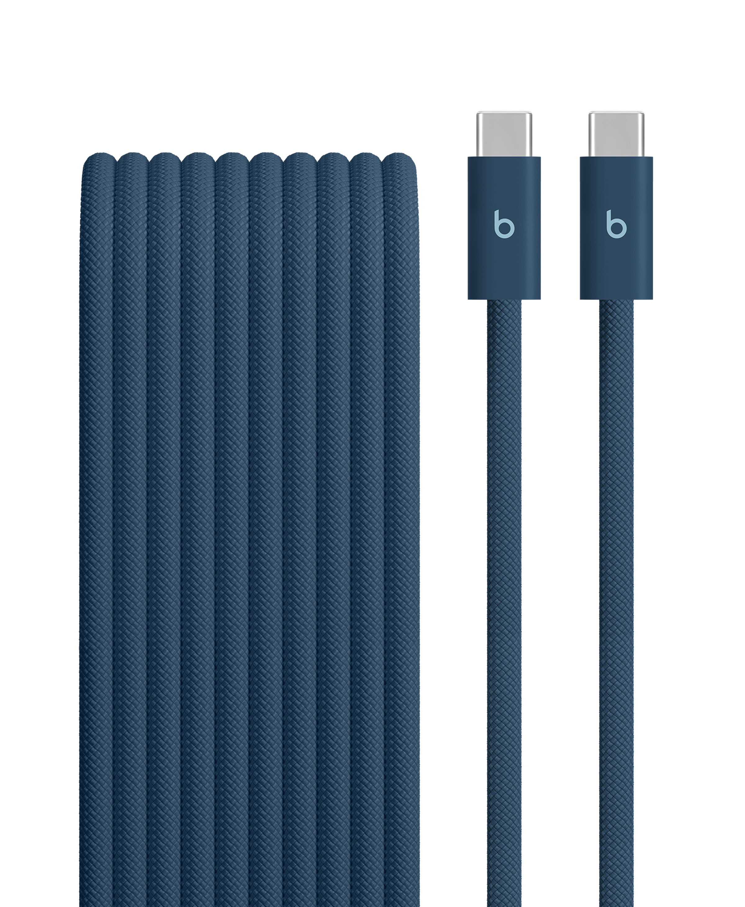 Close-up of Beats USB-C to USB-C 240W Woven Cable in Nitro Navy
