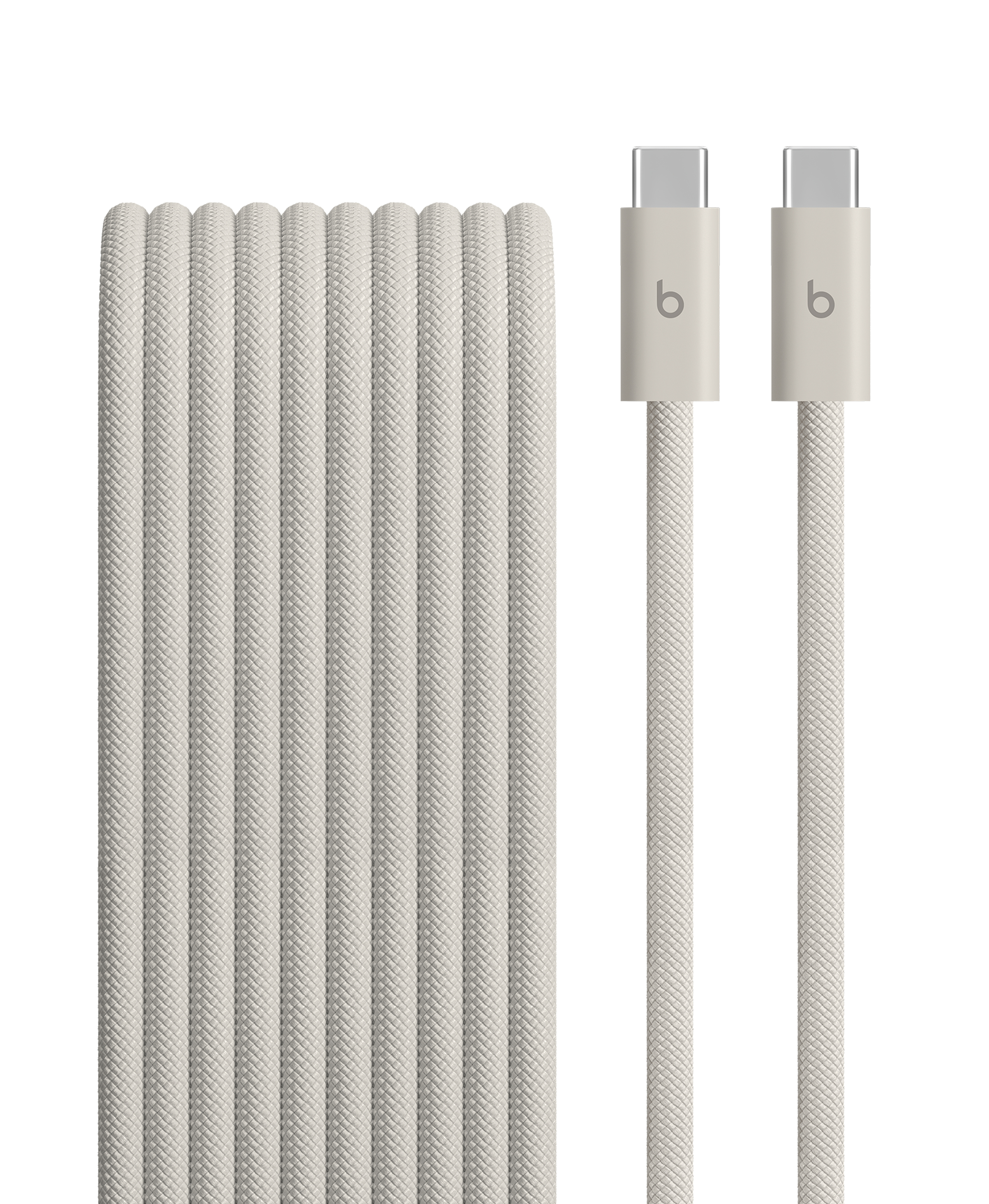 Close-up of Beats USB-C to USB-C 240W Woven Cable in Surge Stone