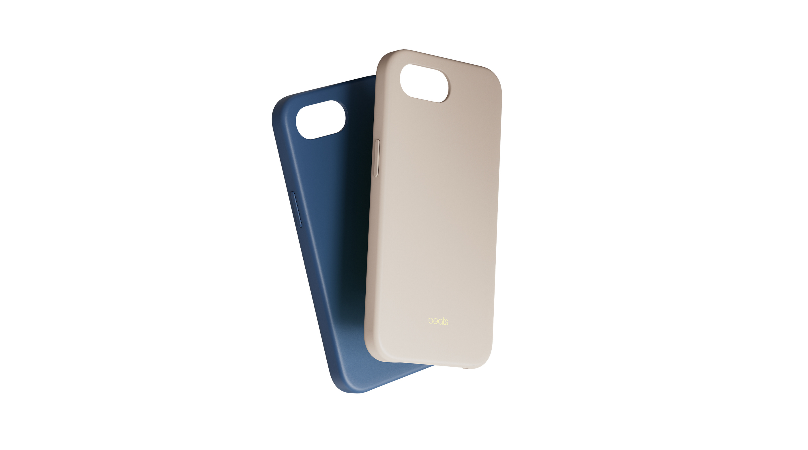 Beats iPhone 17e Case with MagSafe in Bedrock Blue and Lime stone next to each other