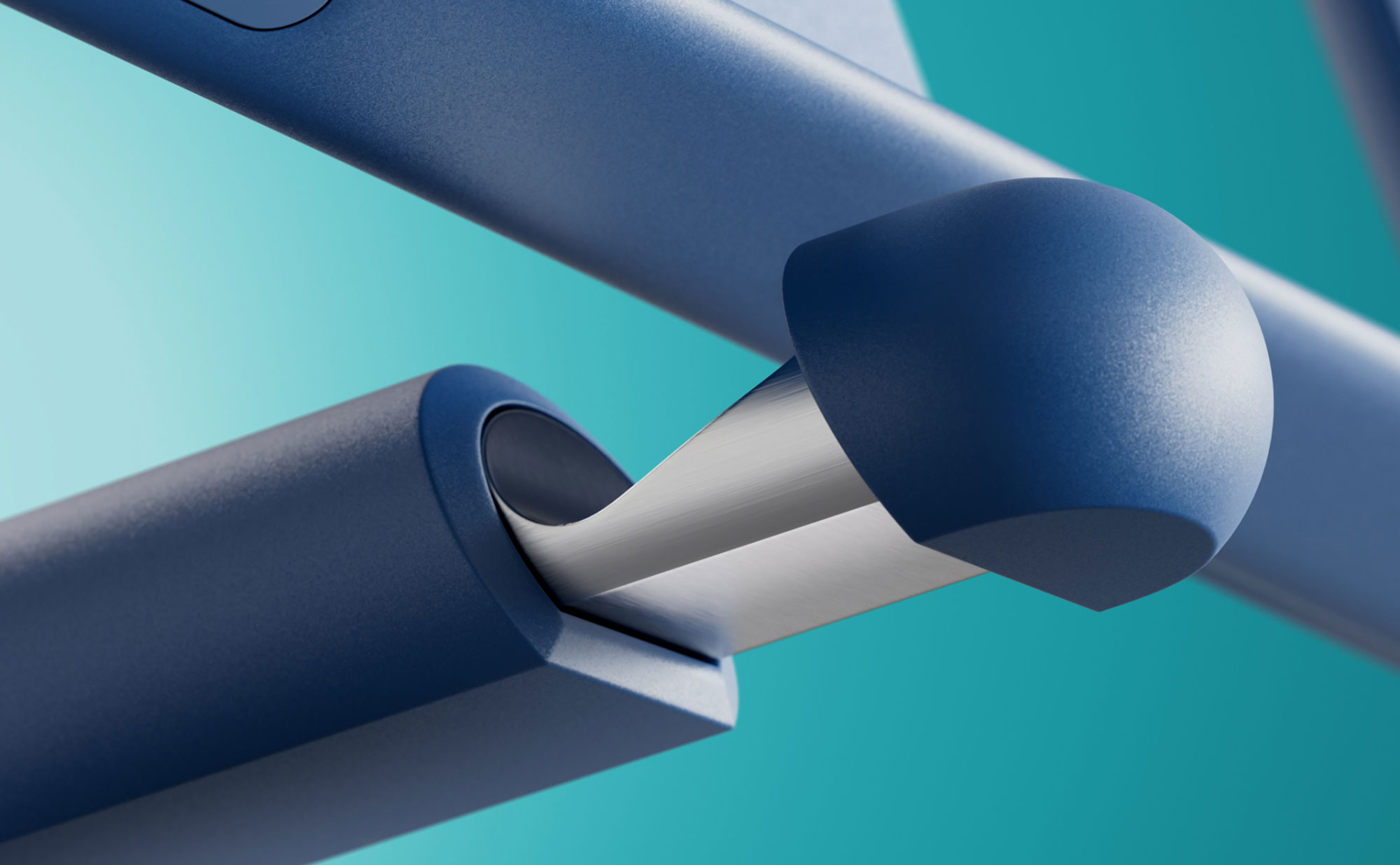 Close-up of the Beats iPhone 17 Kickstand Case showing the lanyard with adaptor that attaches to a magnetic point on the case’s side.