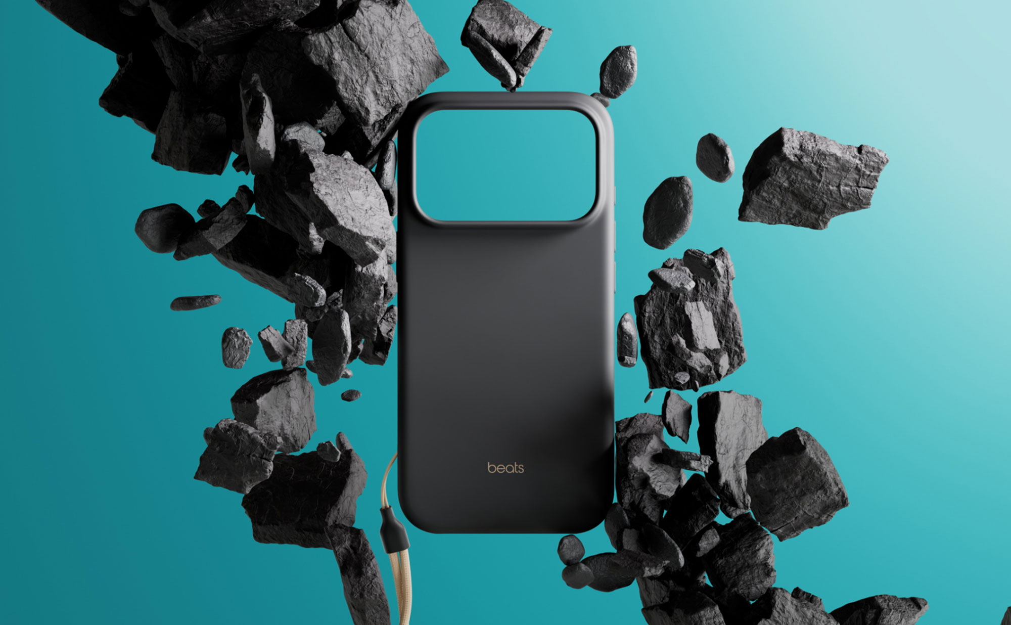 The Beats iPhone 17 Kickstand Case showing the strong hardshell back, demonstrating it’s shock-absorbing sidewalls.