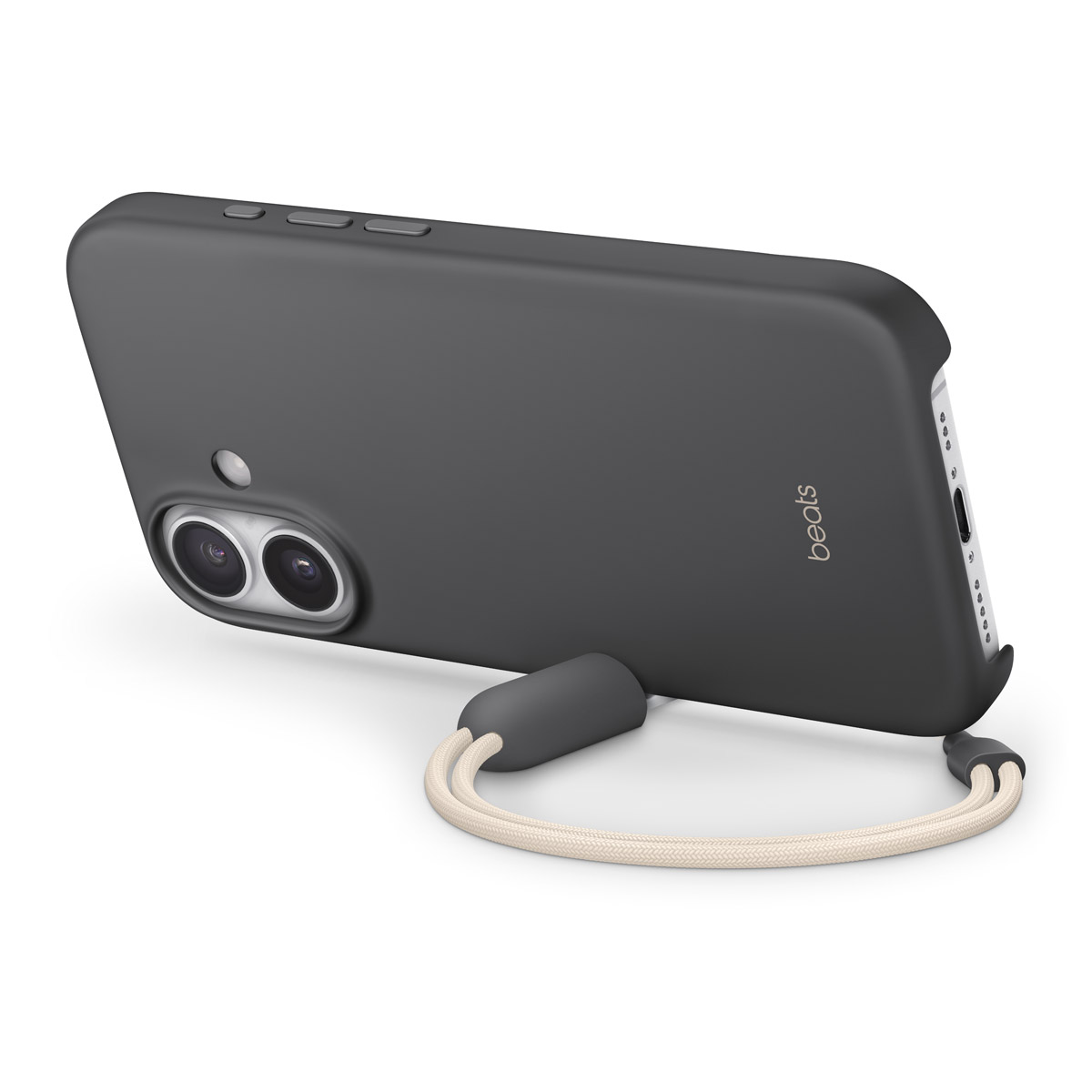 Close-up of Beats iPhone 17 Kickstand Case in Granite Gray