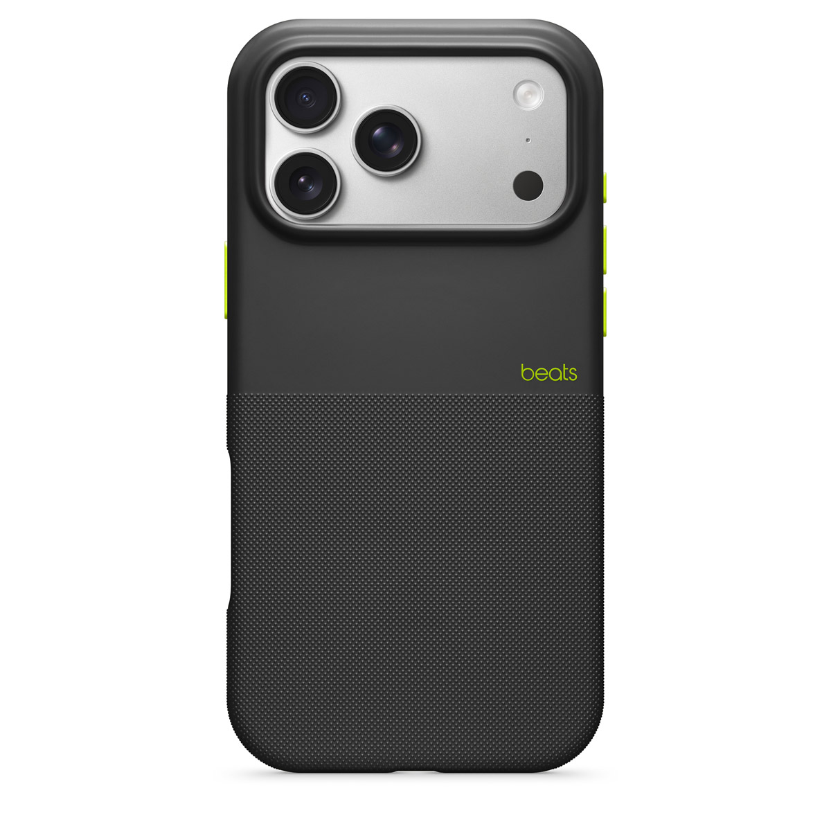 Close-up of Beats iPhone 17 Pro Max Rugged Case in Everest Black