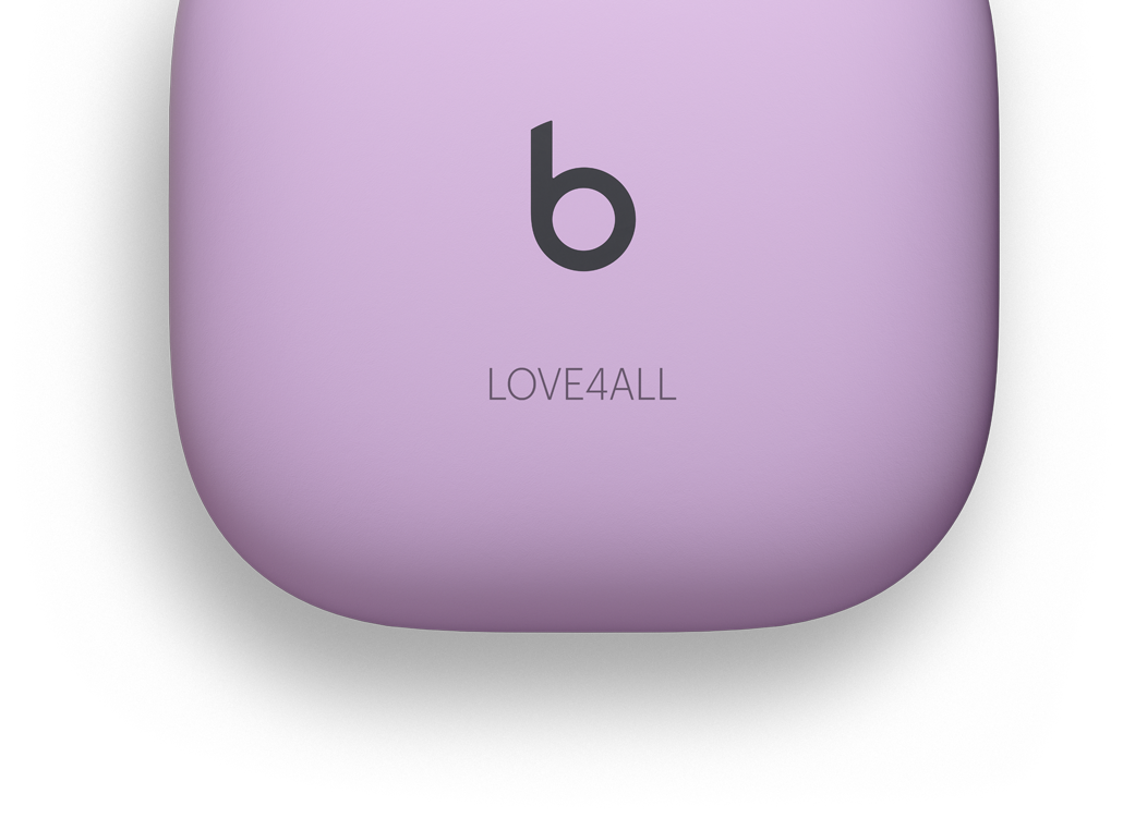 Beats Fit Pro case in Stone Purple with engraving 'Love 4 All' 