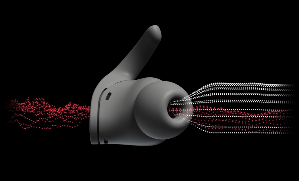 Graphic of a Beats Fit Pro earbud demonstrating Transparency mode