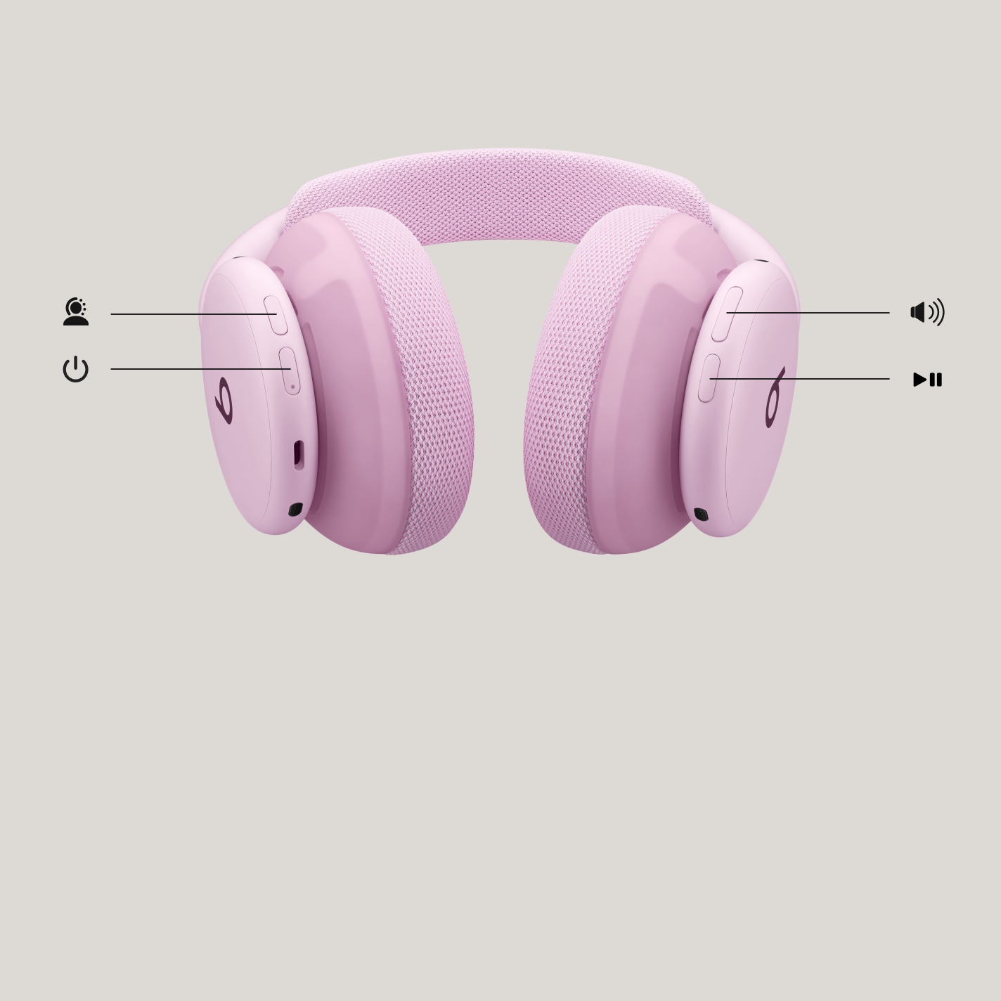 Beats 360 headphones in Sky showing four on-device controls