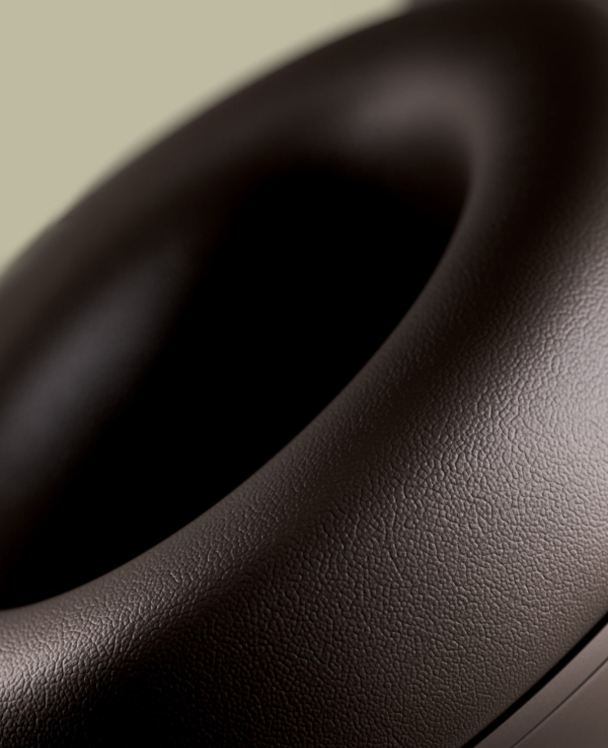 Close up of the ultraplush engineered leather cushions on the Beats Studio Pro Wireless Headphones in Deep Brown