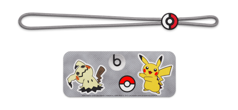 Beats Pill – Pokémon special-edition portable Bluetooth® speaker, colour-matched removable carry lanyard with Beats x Pokémon charm and special-edition Beats x Pokémon stickers.