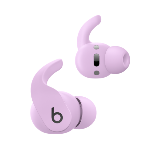 A pair of purple Beats Fit Pro earbuds